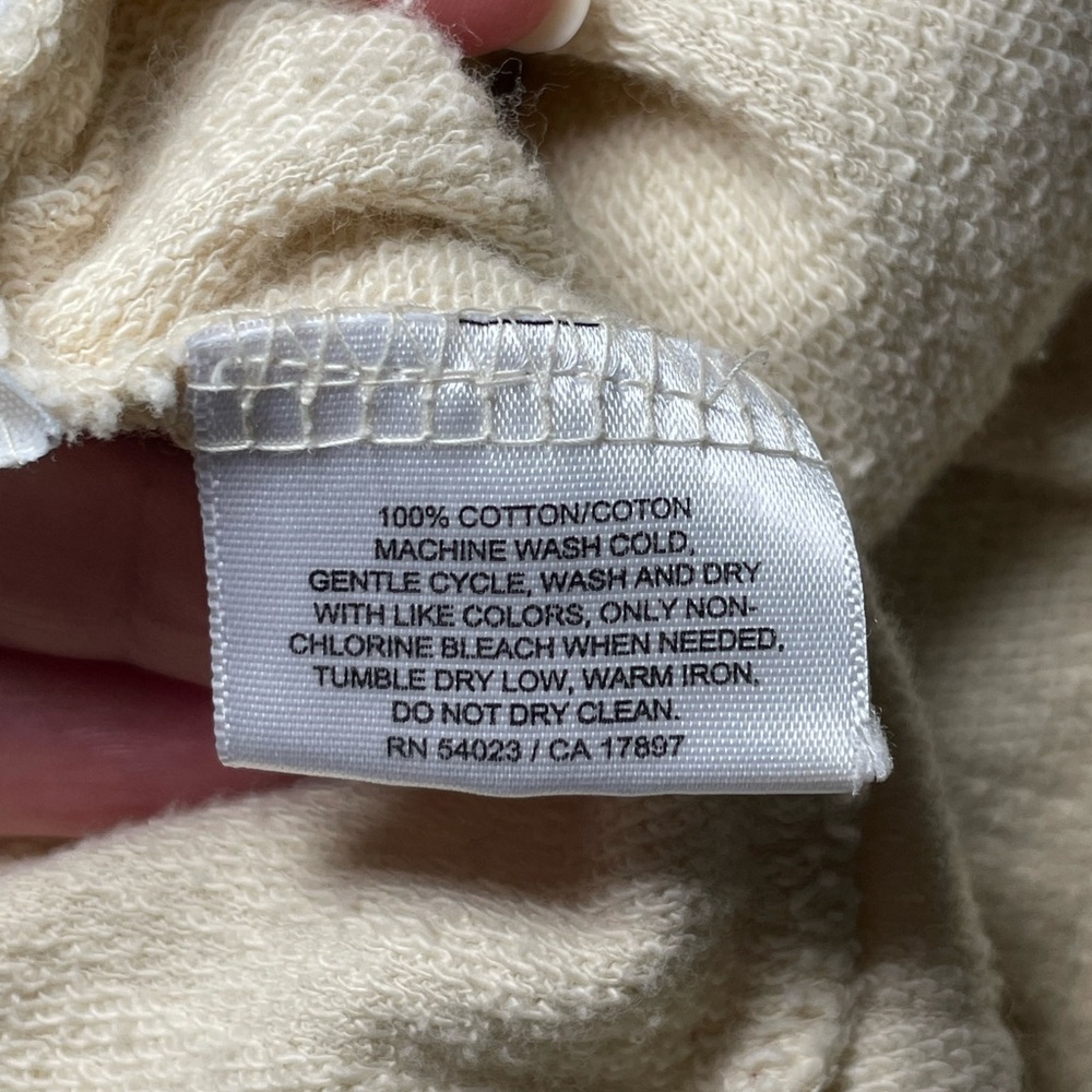 Old Navy Y2K Cream Hooded Short-Sleeve Zip Sweatshirt Bubble Sleeve Large - Picture 8 of 9